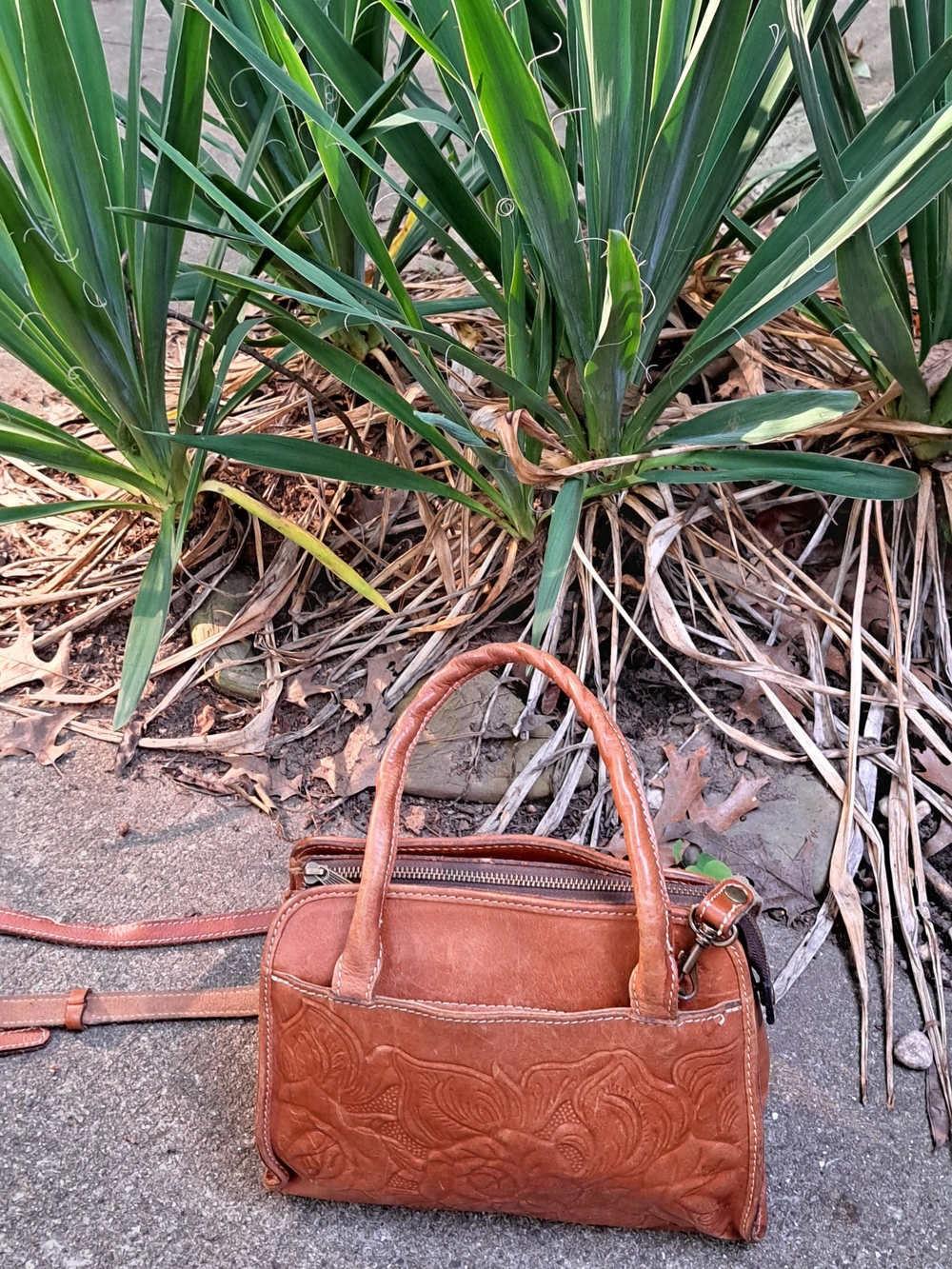 Patricia Nash Embossed Floral Leather Shoulder Bag - Brown - Picture 2 of 8